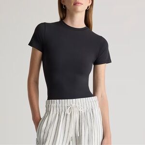 NWT Quince Cotton Jersey Fitted T-Shirt Black Sz S